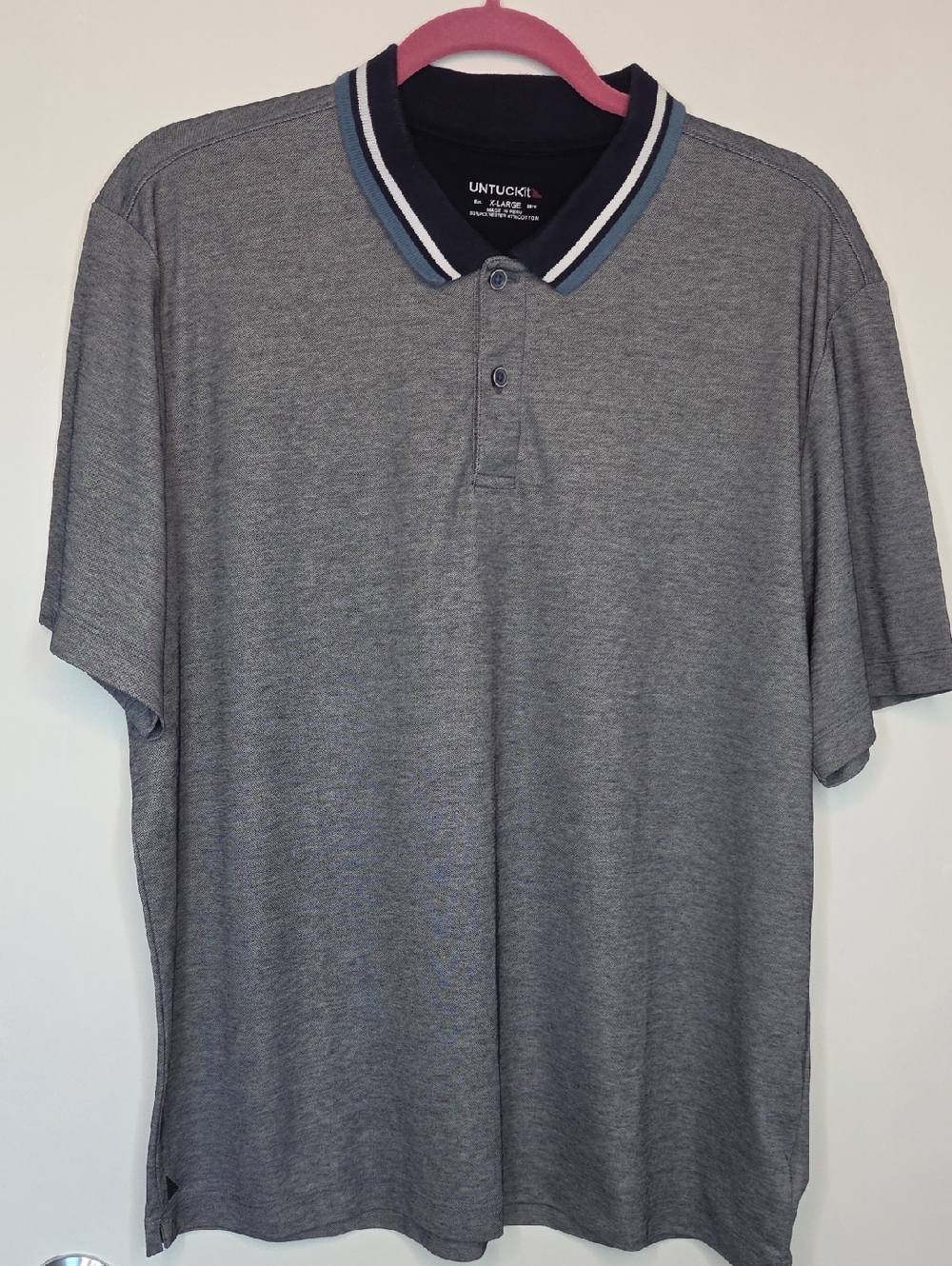 UNTUCKit Mens Polo Shirt Adult XLarge Gray Short Sleeve Polo Shirt
